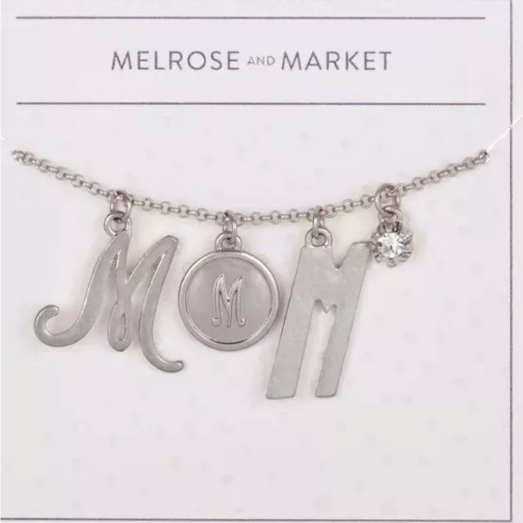 Brand New Melrose And Market Initial Charm Necklace Letter M Silver Color 13$